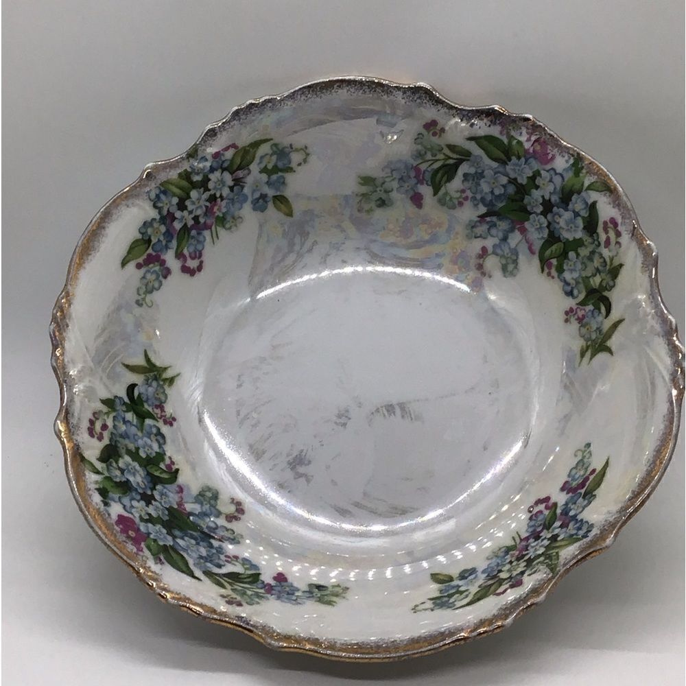 Vintage Iridescent Floral Bowl